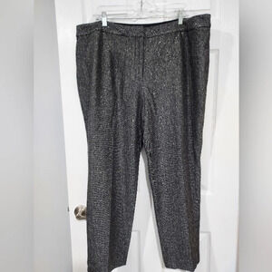 NWT Talbots Woman Sequin Black Marled Tweed Wool Blend Lined Trousers Size 18W